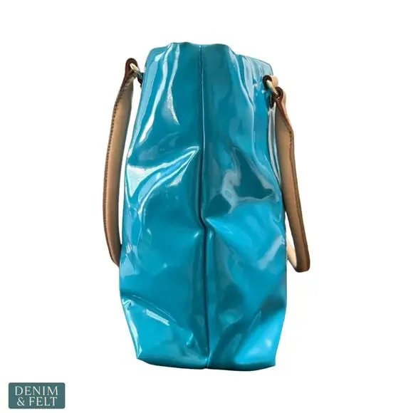 Kate Spade Rudy Henry Street Brightpeac Turquoise Patent Tote Shoulder Bag Luxe - Picture 4 of 16